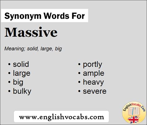 synonyme massiv|Massive Synonyms & Antonyms .